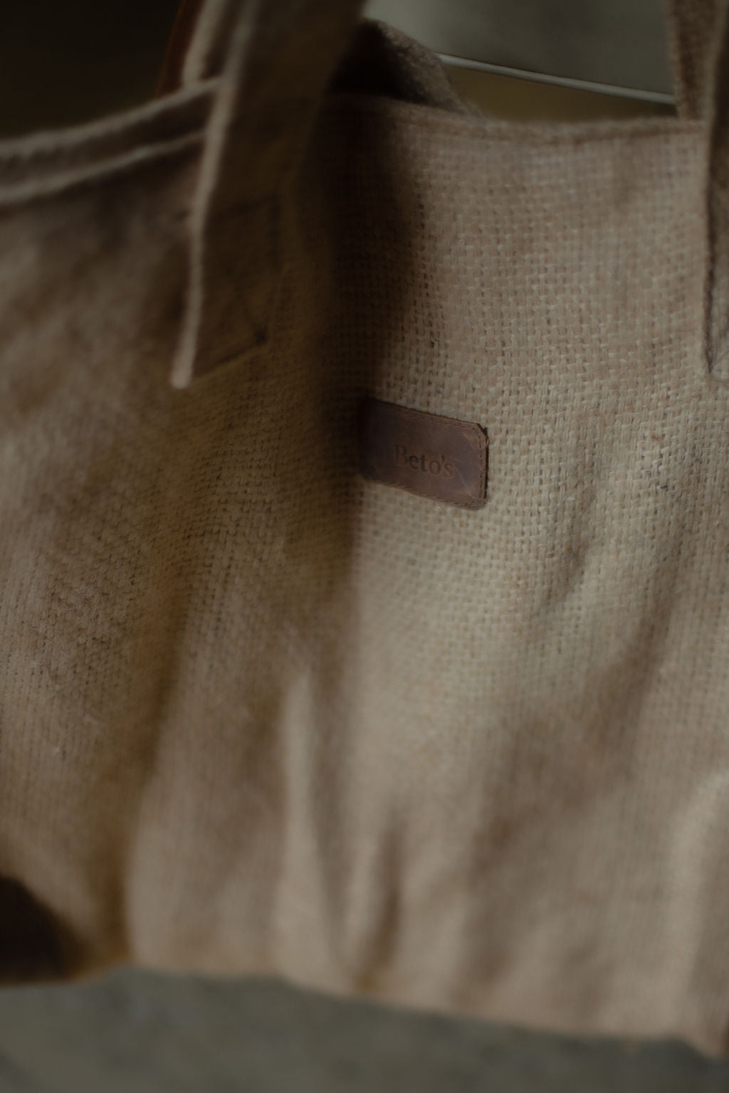 Burlap/leather Carry-All